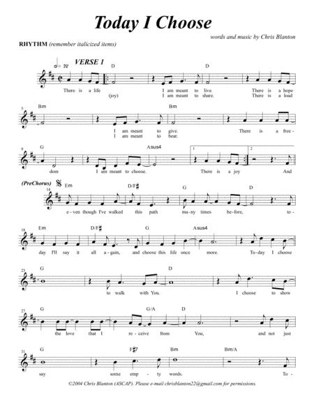 Free Sheet Music Today I Choose Choir Orch