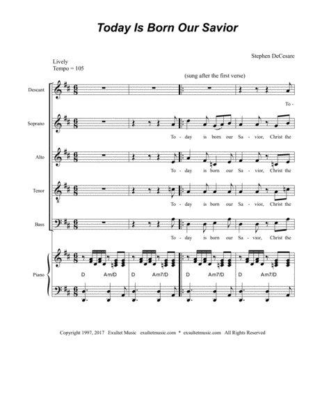 Today Is Born Our Savior Sheet Music