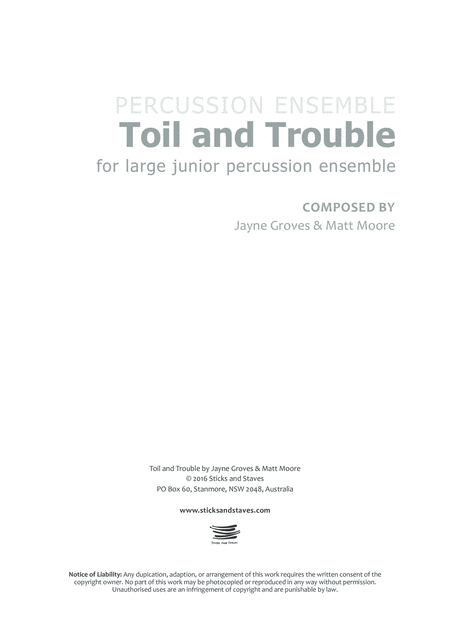 Toil And Trouble Sheet Music