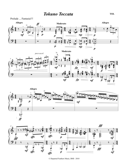 Tokuno Toccata 2010 For Solo Piano Sheet Music