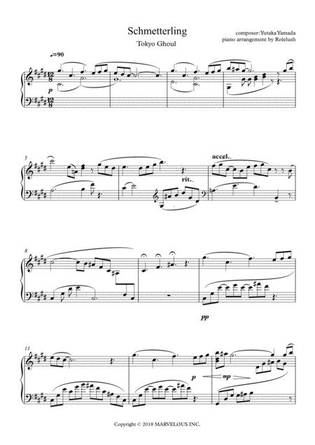 Tokyo Ghoul Ost Schmetterling Sheet Music