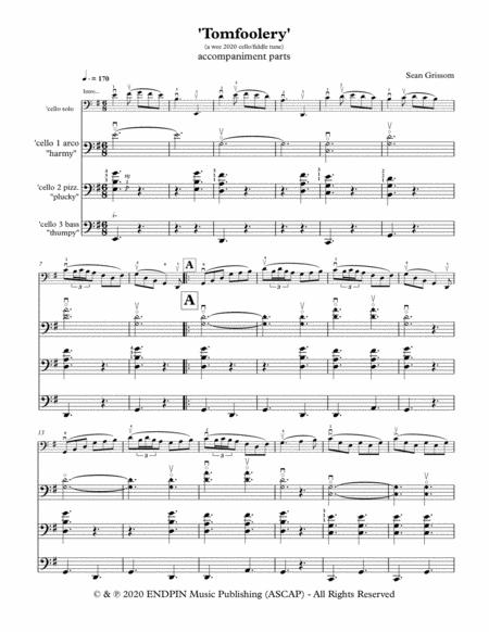 Free Sheet Music Tomfoolery 3 Celli Accompaniment To Solo