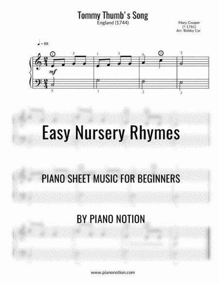 Tommy Thumbs Song Easy Piano Solo Sheet Music