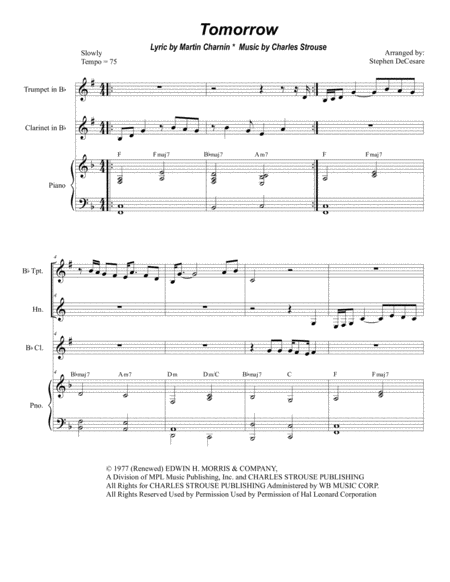 Free Sheet Music Tomorrow Duet For Bb Trumpet And French Horn