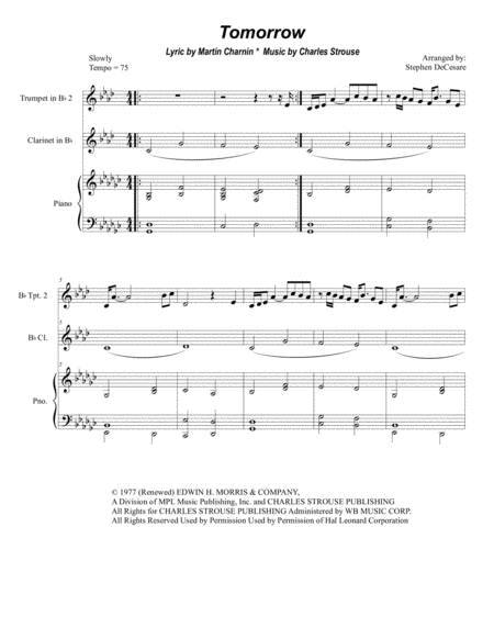 Free Sheet Music Tomorrow Duet For Bb Trumpet