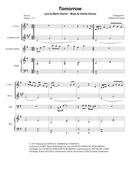 Free Sheet Music Tomorrow Duet For Treble Instruments With Chamber Instruments