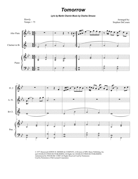 Free Sheet Music Tomorrow For Flute Choir