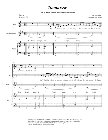 Tomorrow For Vocal Quartet Satb Sheet Music