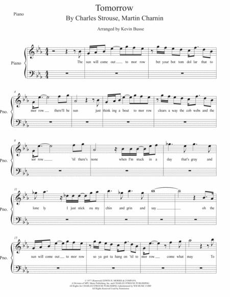 Tomorrow Original Key Piano Sheet Music