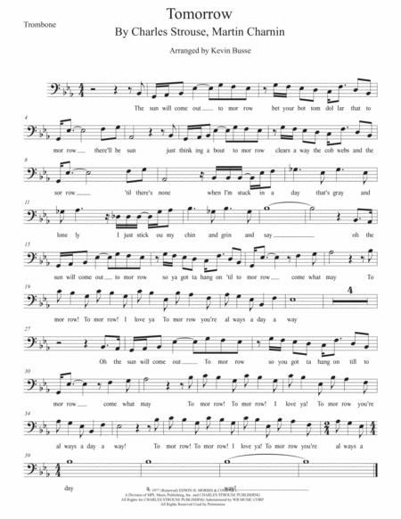 Free Sheet Music Tomorrow Original Key Trombone