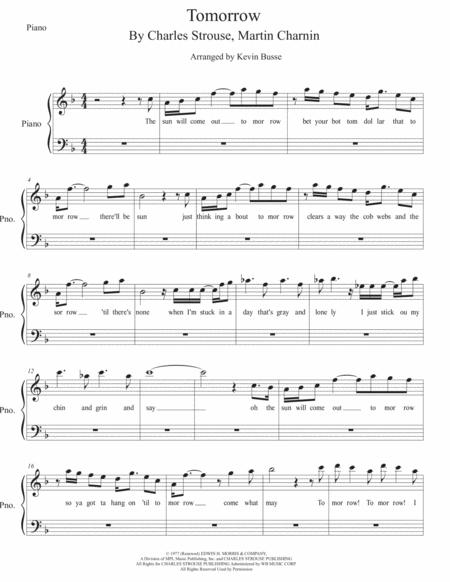 Tomorrow W Lyrics Piano Sheet Music