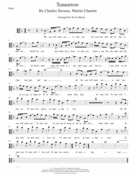 Tomorrow W Lyrics Viola Sheet Music