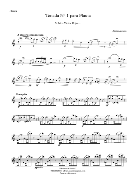 Tonada No 1 Para Flauta Sheet Music