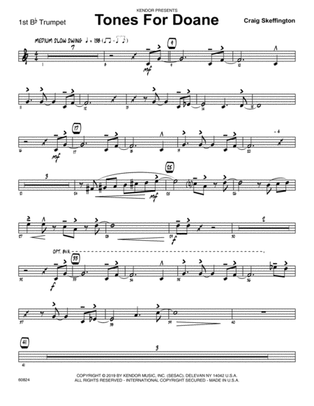 Free Sheet Music Tones For Doane 1st Bb Trumpet