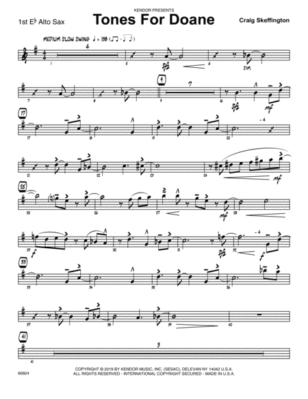 Tones For Doane 1st Eb Alto Saxophone Sheet Music