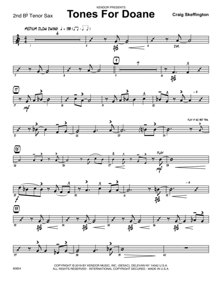 Tones For Doane 2nd Bb Tenor Saxophone Sheet Music