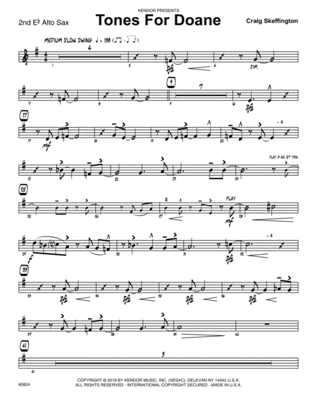 Tones For Doane 2nd Eb Alto Saxophone Sheet Music