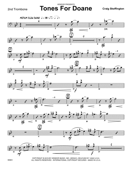 Free Sheet Music Tones For Doane 2nd Trombone