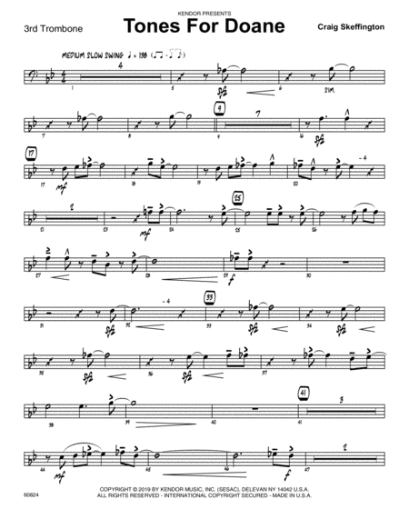 Tones For Doane 3rd Trombone Sheet Music