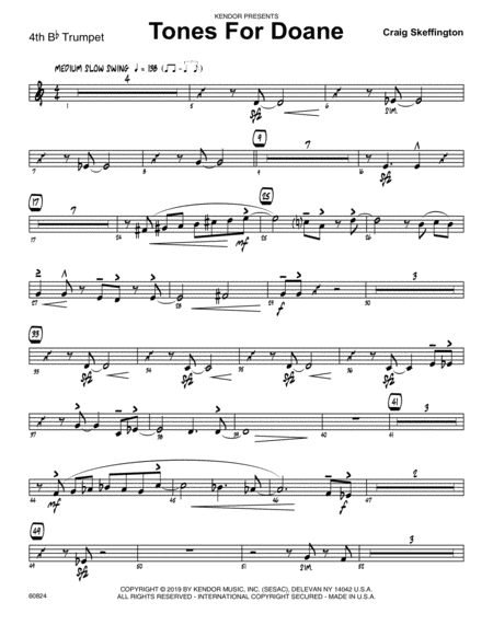 Free Sheet Music Tones For Doane 4th Bb Trumpet