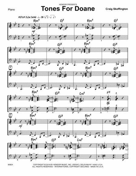 Tones For Doane Piano Sheet Music