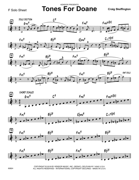 Tones For Doane Solo Sheet For F Instruments Sheet Music