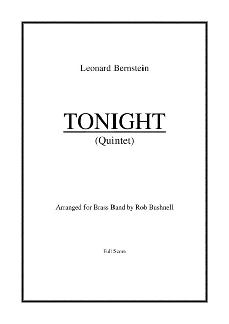 Tonight Quintet From West Side Story Bernstein Brass Band Sheet Music