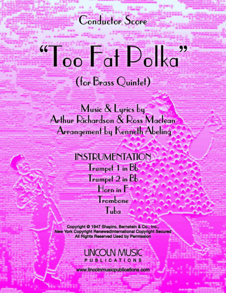 Too Fat Polka Shes Too Fat For Me For Brass Quintet Sheet Music