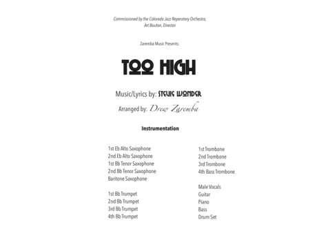 Too High Arr Drew Zaremba Sheet Music