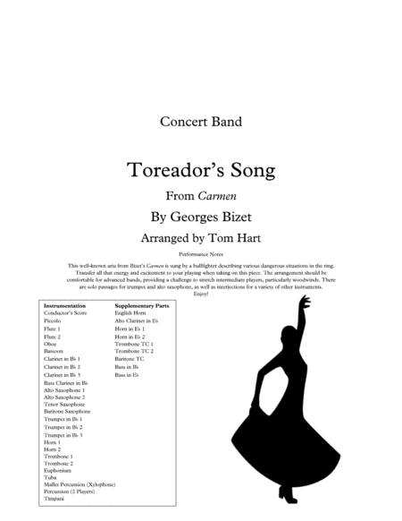 Toreadors Song From Carmen Concert Band Sheet Music