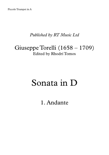 Free Sheet Music Torelli G1 Sonata For Trumpet In D Major