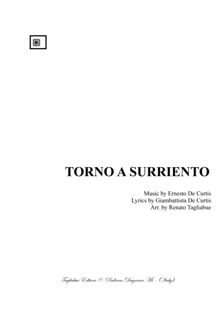 Torna A Surriento Neapolitan Folk Song For Satb Choir Sheet Music