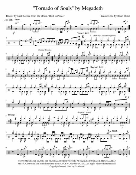 Free Sheet Music Tornado Of Souls