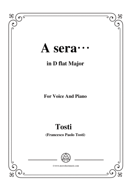 Tosti A Sera In D Flat Major For Voice And Piano Sheet Music