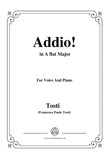 Tosti Addio In A Flat Major For Voice And Piano Sheet Music