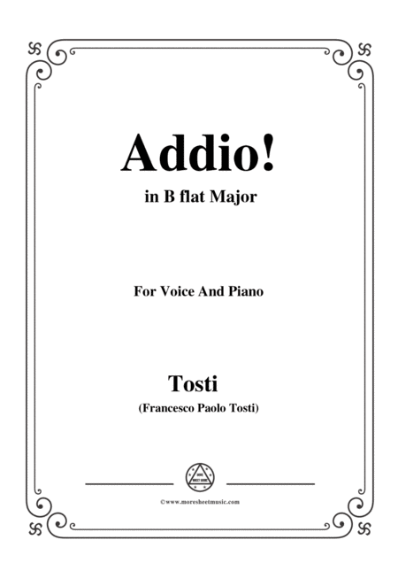 Free Sheet Music Tosti Addio In B Flat Major For Voice And Piano