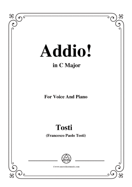 Tosti Addio In C Major For Voice And Piano Sheet Music