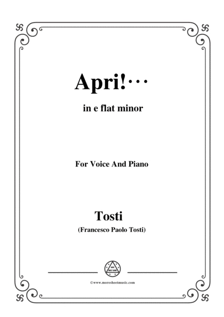 Tosti Apri In E Flat Minor For Voice And Piano Sheet Music