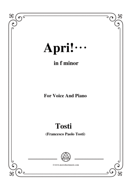 Tosti Apri In F Minor For Voice And Piano Sheet Music