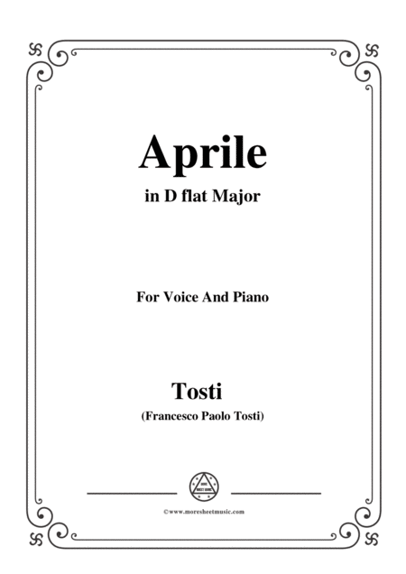 Free Sheet Music Tosti Aprile In D Flat Major For Voice And Piano