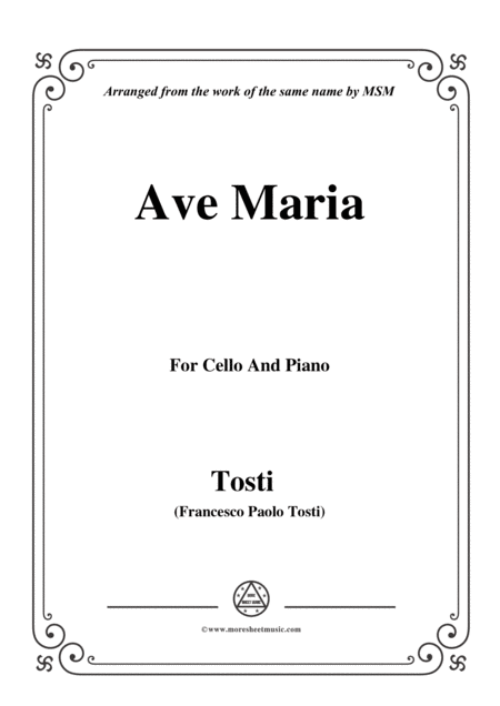 Tosti Ave Maria For Cello And Piano Sheet Music