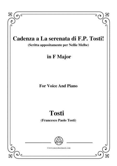 Tosti Cadenza A La Serenata Scritta Appositamente Per Nellie Melbe In F Major For Voice And Piano Sheet Music