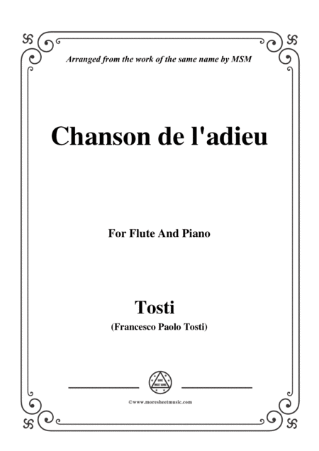 Tosti Chanson De L Adieu For Flute And Piano Sheet Music