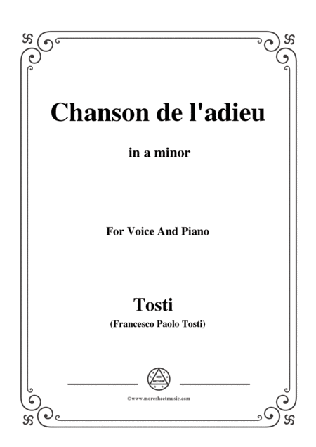 Tosti Chanson De L Adieu In A Minor For Voice And Piano Sheet Music