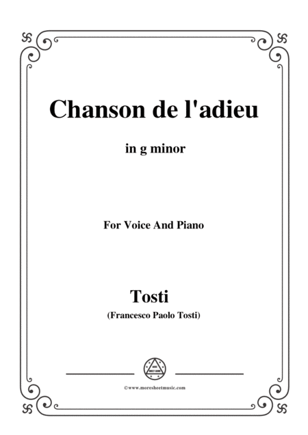 Tosti Chanson De L Adieu In G Minor For Voice And Piano Sheet Music