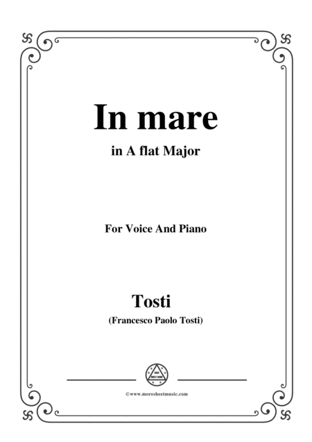 Tosti In Mare In A Flat Major For Voice And Piano Sheet Music