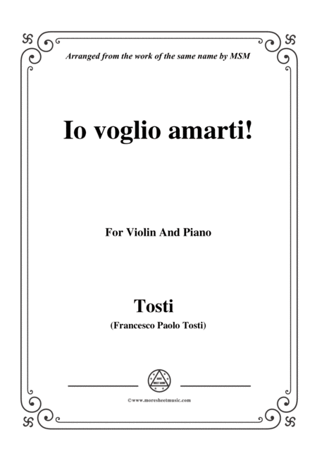 Tosti Io Voglio Amarti For Violin And Piano Sheet Music