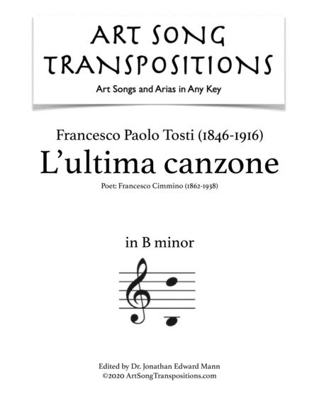 Tosti L Ultima Canzone Transposed To B Minor Sheet Music