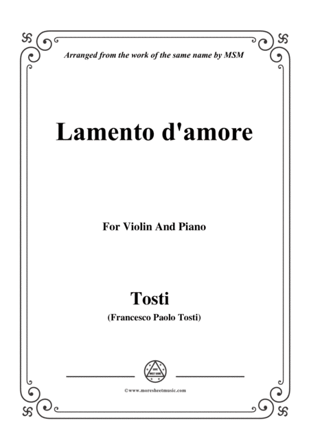 Tosti Lamento D Amore For Violin And Piano Sheet Music