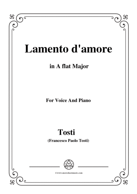 Tosti Lamento D Amore In A Flat Major For Voice And Piano Sheet Music